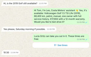 Costa Motors: Tom’s reply, Lucía’s free times and his tap on 10:30